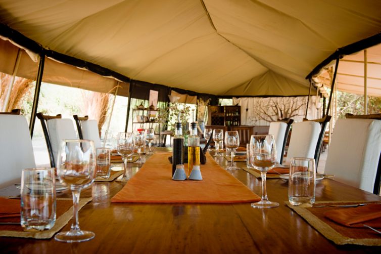 Kwihala Tented Camp dining