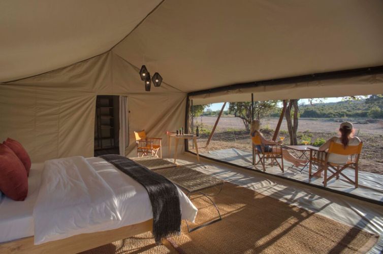 Kwihala Tented Camp tent view of mwagusi river