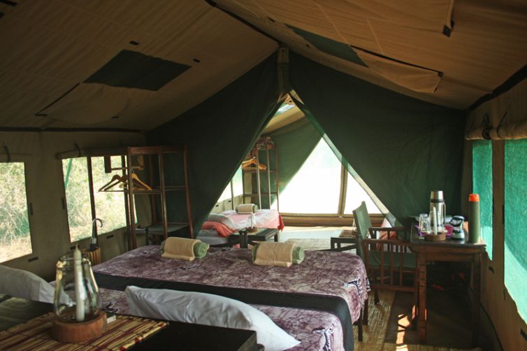Mdonya Old River Camp family tent interior