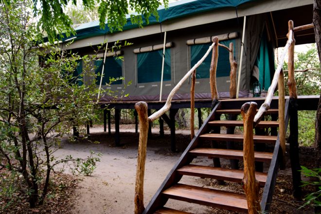 Selous Impala Camp tent exterior steps