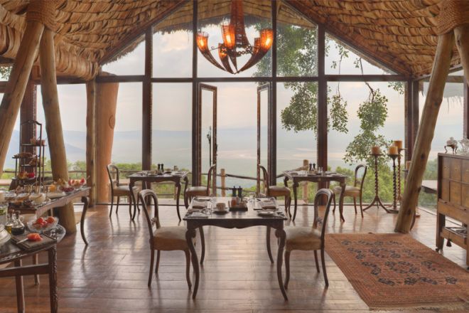 &Beyond Ngorongoro Crater Lodge dining