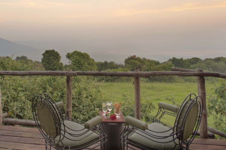 &Beyond Ngorongoro Crater Lodge guest room deck view