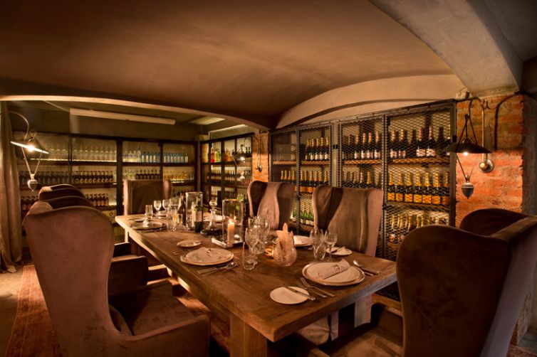 &Beyond Ngorongoro Crater Lodge wine cellar dining