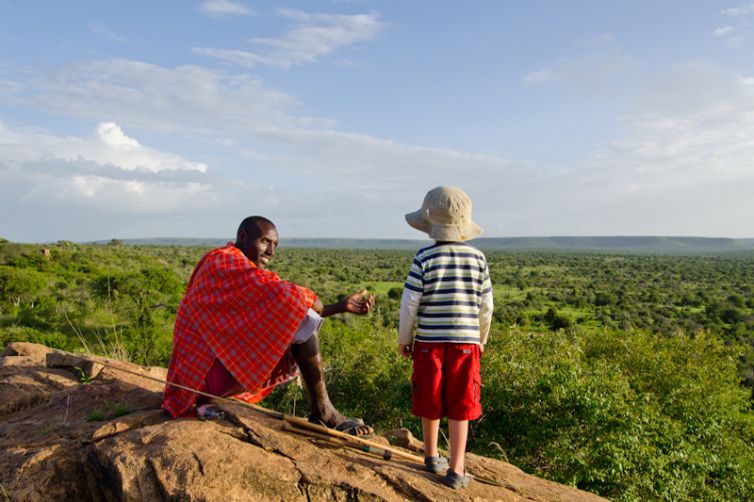 Laikipia Wilderness Camp Maasai and Child with View