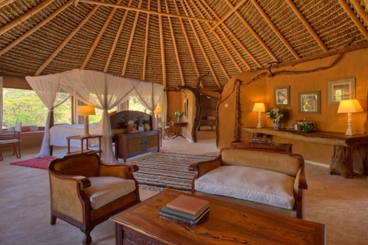 Lewa Wilderness Camp Interior Room and Lounge