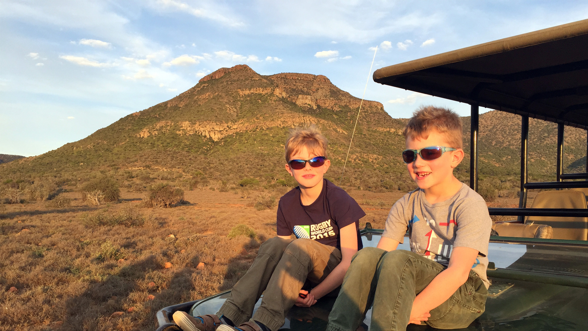 south africa family boys game drive