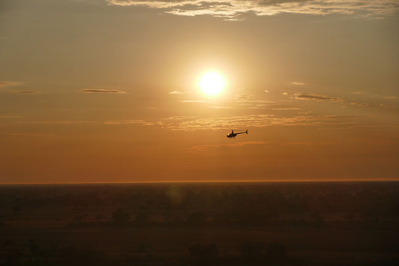 16 Helicopter sunrise Okavango Delta