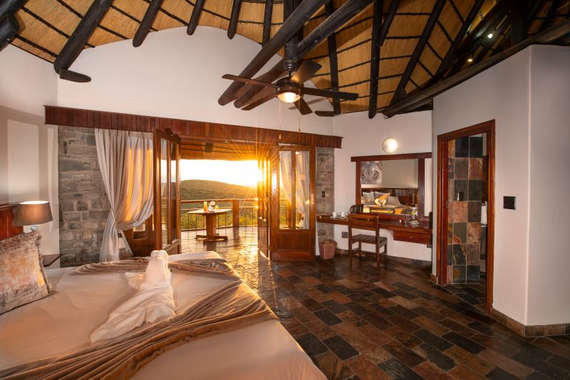 15 Etosha Mountain Lodge Bedroom at sunrise